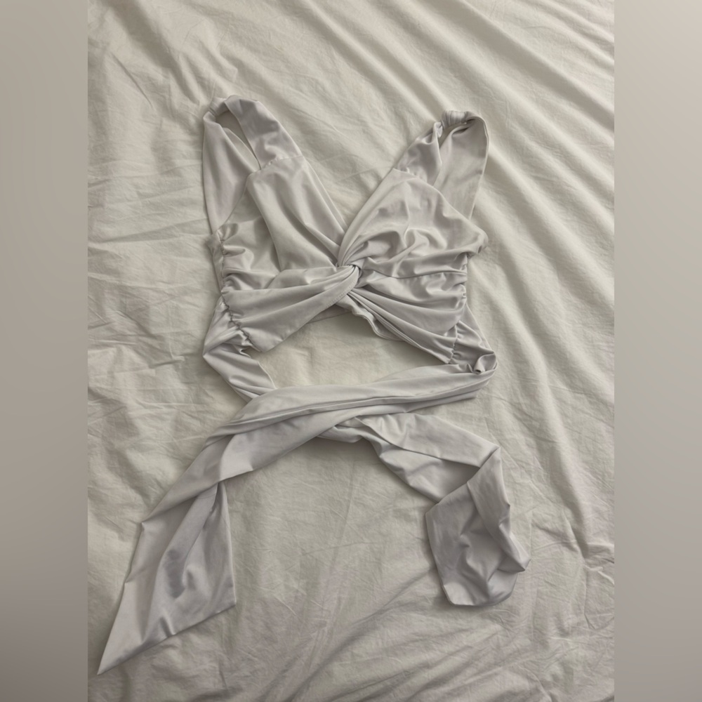 Princess Polly White Wrap Crop Top